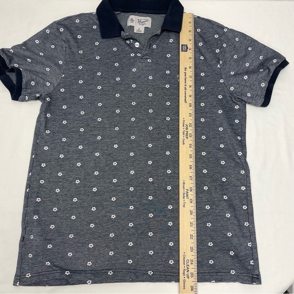 Original Penguin Polo Shirt Navy White Flowers Collared Men's Size Medium - Picture 7 of 8